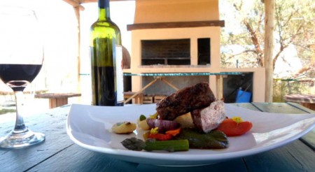 Verduras  asadas y bife de chorizo